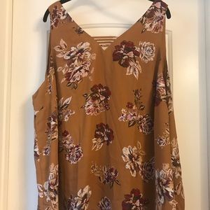 Tan Floral Sleeveless Top